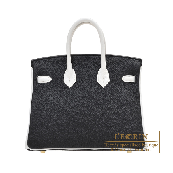 Hermes　Personal Birkin bag 25　Black/　White　Clemence leather　Gold hardware