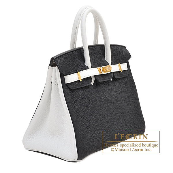 Hermes　Personal Birkin bag 25　Black/　White　Clemence leather　Gold hardware