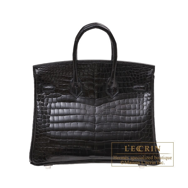 Hermes　Birkin Diamond bag 25　Black　Porosus　crocodile skin　White gold hardware