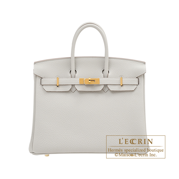 Hermes　Birkin bag 25　Pearl grey　Togo leather　Gold hardware