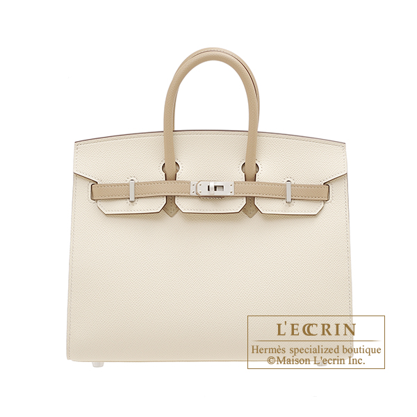 Hermes　Personal Birkin Sellier bag 25　Craie/Trench　Epsom leather　Matt silver hardware