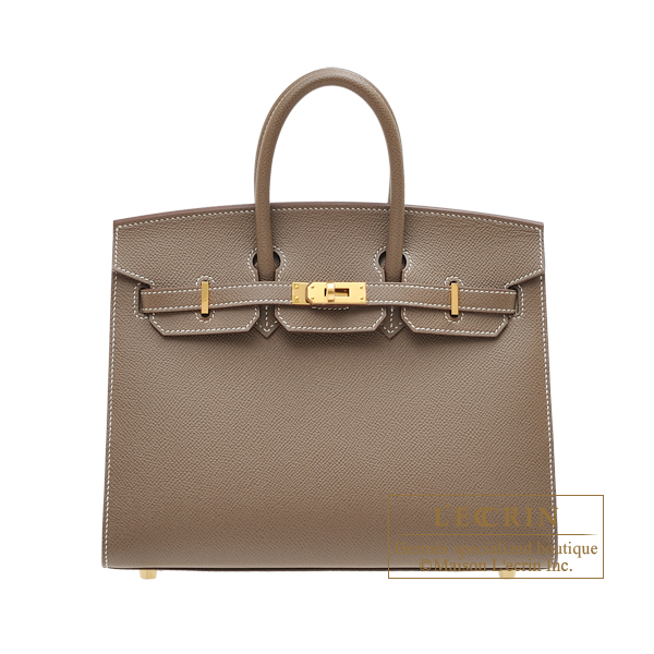 Hermes　Birkin Sellier bag 25　Etoupe grey　Epsom leather　Gold hardware
