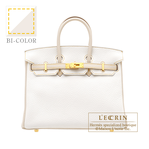 Hermes　Personal Birkin bag 25　White/　Craie　Clemence leather　Matt gold hardware