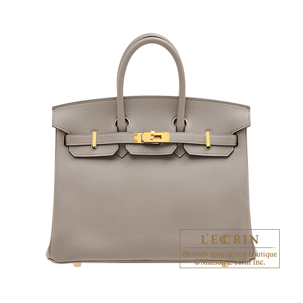 Hermes　Birkin bag 25　Gris asphalt　Novillo leather　Gold hardware