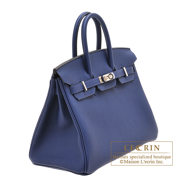 Hermes Birkin bag 25 Blue saphir Togo leather Silver hardware