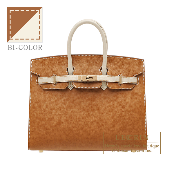 Hermes　Personal Birkin Sellier bag 25　Gold/Craie　Epsom leather　Champagne gold hardware