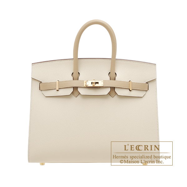 Hermes　Personal Birkin Sellier bag 25　Craie/Trench　Epsom leather　Champagne gold hardware