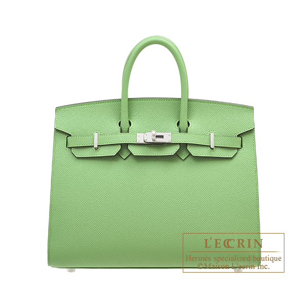 Hermes　Birkin Sellier bag 25　Vert criquet　Epsom leather　Silver hardware