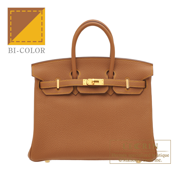 Hermes　Personal Birkin bag 25　Gold/　Jaune ambre　Togo leather　Matt gold hardware