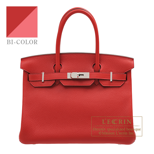 Hermes　Birkin Verso bag 30　Rouge casaque/　Rose lipstick　Clemence leather　Silver hardware