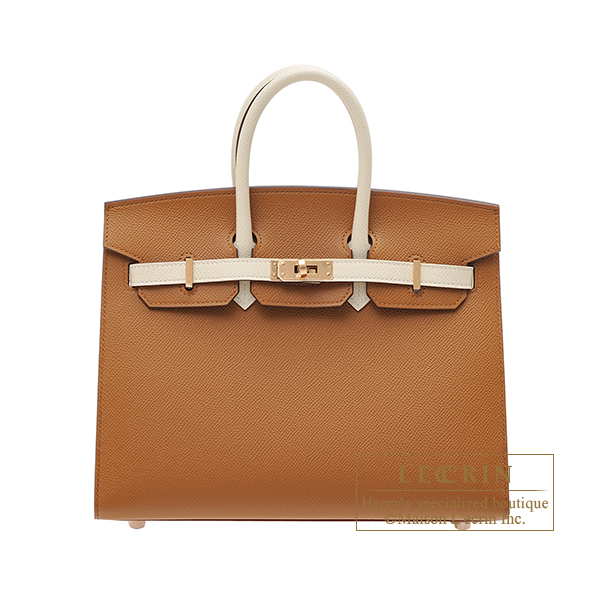 Hermes　Personal Birkin Sellier bag 25　Gold/Nata　Epsom leather　Rose gold hardware