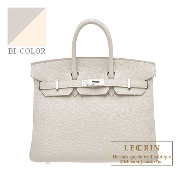 Hermes　Birkin Verso bag 25　Pearl grey/　Nata　Togo leather　Silver hardware