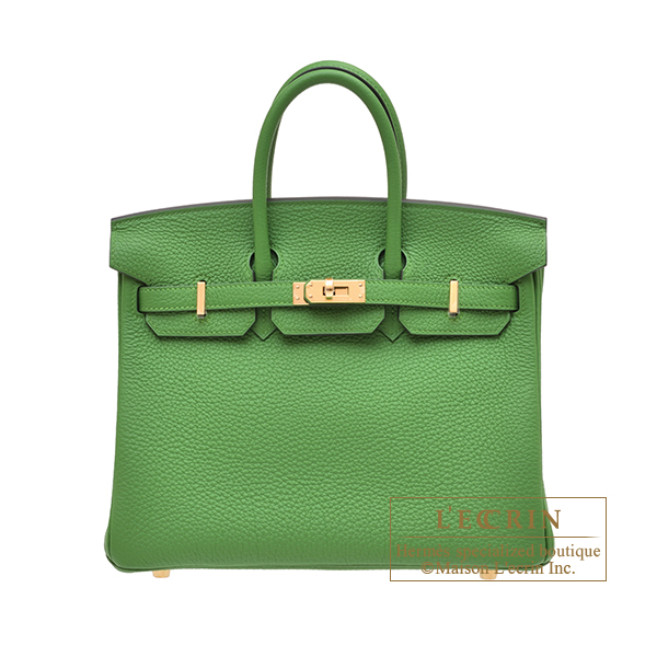 Hermes　Birkin bag 25　Vert yucca　Togo leather　Gold hardware