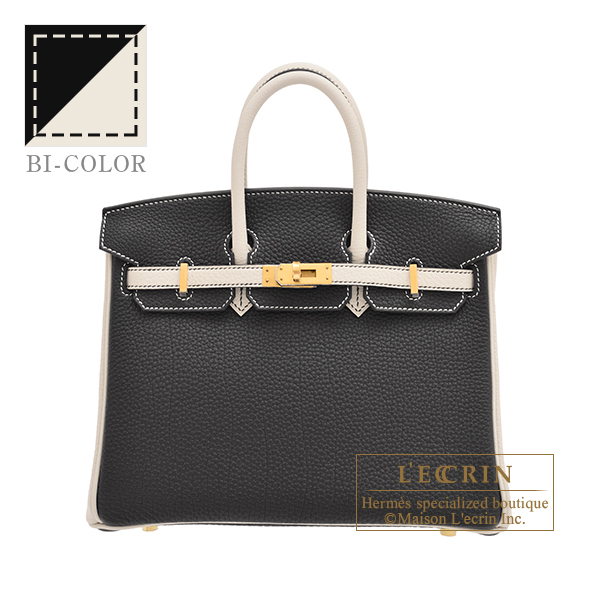 Hermes　Personal Birkin bag 25　Black/Craie　Togo leather　Matt gold hardware