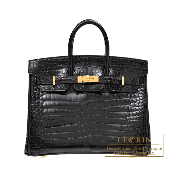 Hermes　Birkin bag 25　Black　Porosus crocodile skin　Gold hardware