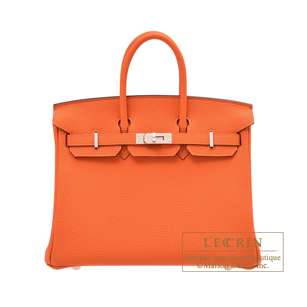 Hermes　Birkin bag 25　Orange minium　Togo leather　Silver hardware
