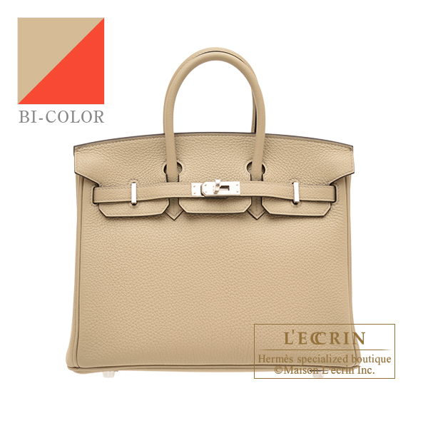 Hermes　Birkin Verso bag 25　Trench/　Bougainvillier　Togo leather　Silver hardware