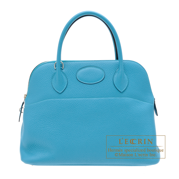 Hermes　Bolide bag 31　Turquoise blue　Clemence leather　Silver hardware
