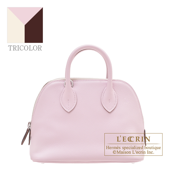Hermes　Bolide bag 1923 Tricolore mini　Mauve pale/Craie/Rouge sellier　Evercolor leather　Silver hardware