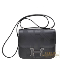 Hermes　Constance mini　Imprime　on a summer day　Black　Sombrero leather　Silver hardware