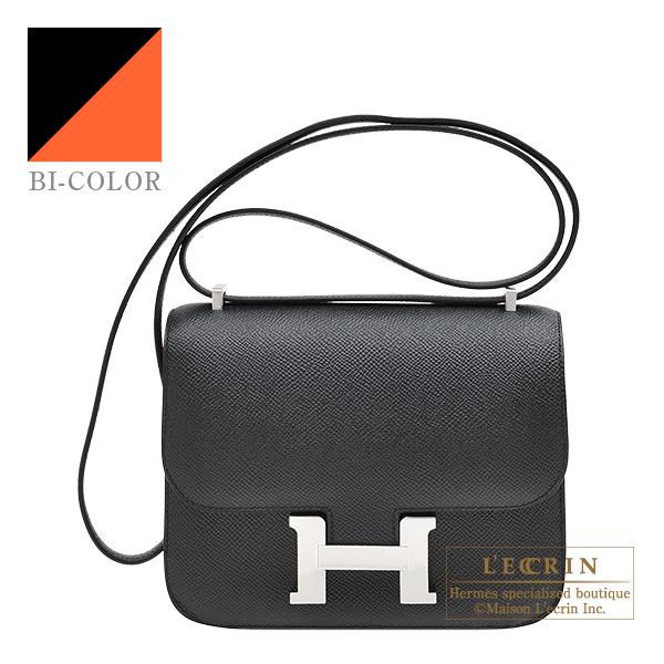 Hermes　Personal Constance mini　Black/　Orange poppy　Epsom leather　Silver hardware