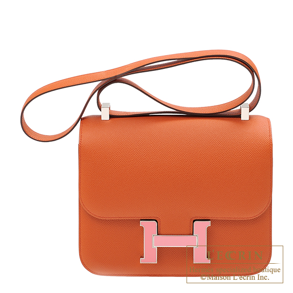 Hermes　Constance 24　Terre battue/　Rose confetti　Epsom leather　Silver hardware