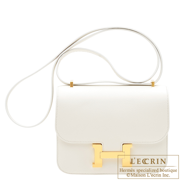 Hermes　Constance mini　White　Evercolor leather　Gold hardware
