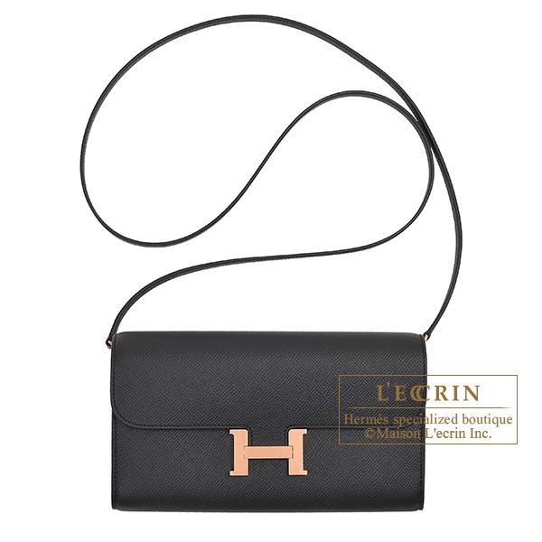 Hermes　Constance Long To Go　Black　Epsom leather　Rose gold hardware