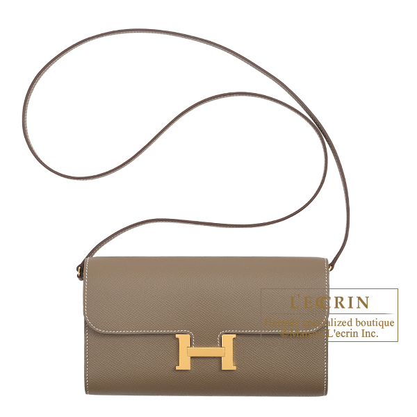 Hermes　Constance Long To Go　Etoupe grey　Epsom leather　Gold hardware