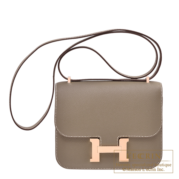 Hermes　Constance mini　Mirror　Etoupe grey　Epsom leather　Rose gold hardware