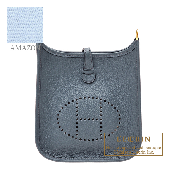 Hermes　Evelyne Amazon bag TPM　Blue orage/　Blue brume　Clemence leather　Gold hardware