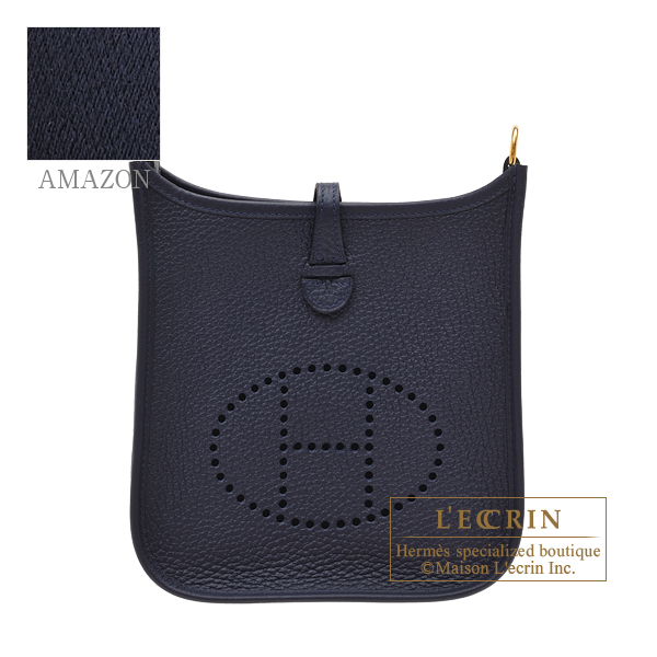 Hermes　Evelyne Amazon bag TPM　Blue nuit/　Blue indigo　Clemence leather　Gold hardware