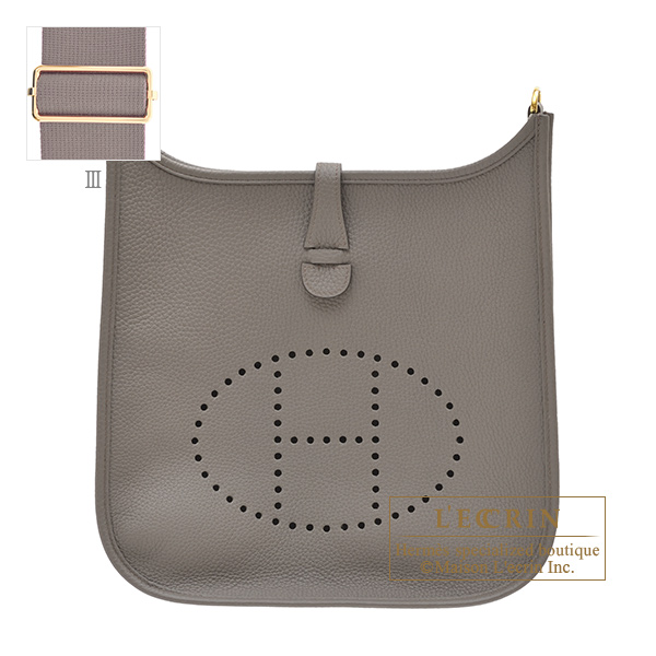 Hermes　Evelyne 3 bag PM　Etain　Clemence leather　Gold hardware