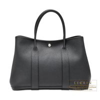 Hermes　Garden Party bag PM　Quadrige　Black　Country leather　Silver hardware