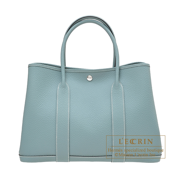 Hermes　Garden Party bag PM　Ciel　Country leather　Silver hardware