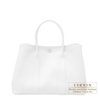 Hermes　Garden Party bag TPM　White　Country leather　Silver hardware