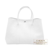 Hermes　Garden Party bag PM　White　Country leather　Silver hardware