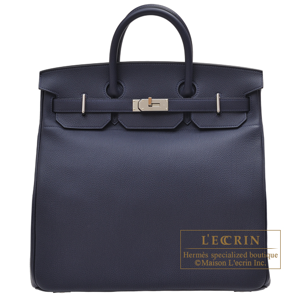 Hermes　Haut a Courroies 40　Blue nuit　Togo leather　Silver hardware