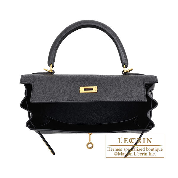 HERMÈS Kelly 25 handbag in Black Togo leather Gold hardware-Ginza Xiaoma –  Authentic Hermès Boutique