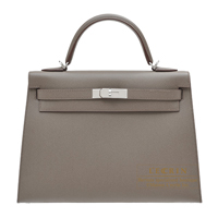 Hermes　Kelly bag 32　Sellier　Etain　Epsom leather　Silver hardware