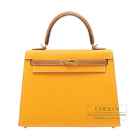 Hermes　Personal Kelly bag 25　Sellier　Jaune d'or/Gold　Epsom leather　Gold hardware