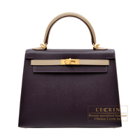 Hermes　Personal Kelly bag 25　Sellier　Raisin/Trench　Epsom leather　Matt gold hardware