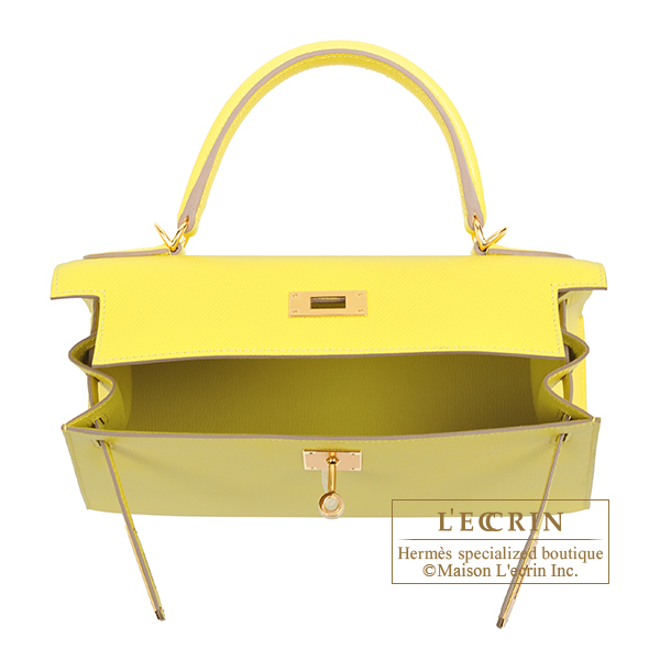 Hermes　Kelly bag 28　Sellier　Lime　Epsom leather　Gold hardware