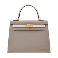 Hermes　Personal Kelly bag 25　Sellier　Gris asphalt/　Craie　Epsom leather　Gold hardware