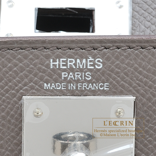 Hermes Kelly Miini Sellier Gris Etain Epsom Leather Gold Hardware