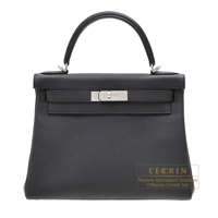 Hermes　Personal Kelly bag 28　Retourne　Black　Togo leather　Silver hardware