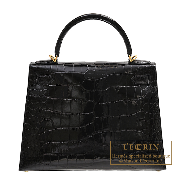 Hermes　Kelly bag 28　Sellier　Black　Alligator　crocodile skin　Gold hardware
