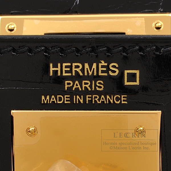 Hermes　Kelly bag 28　Sellier　Black　Alligator　crocodile skin　Gold hardware