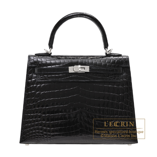 Hermes　Kelly bag 25　Sellier　Black　Niloticus crocodile skin　Silver hardware