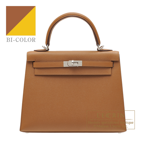 Hermes　Kelly Verso bag 25　Sellier　Gold/　Jaune ambre　Epsom leather　Silver hardware